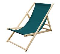 ECD Germany Sedia Sdraio Pieghevole in Legno di Pino e Tessuto Oxford - Fino a 120 kg Colore Verde Scuro- Lettino Prendisole Spiaggia Balcone Giardino Terrazza Piscina Spiaggina da Esterno Resistente