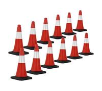 ECD Germany Set 12x Coni Stradali Segnaletici per Il Traffico da 51 cm Rosso e Bianco Coni con Strisce Bianche Riflettenti Piloni con Base Pesante di Avvertimento Cono di Marcatura di Segnalazione