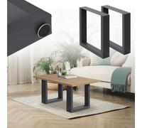 ECD Germany Set 2 Gambe per Tavolo in Acciaio Antracite Struttura Telaio per Panca 30 x 43 cm Design Stile Industriale Piedi Tavolino da Salotto Base Cornice Rettangolare Guide in Metallo per Panchine
