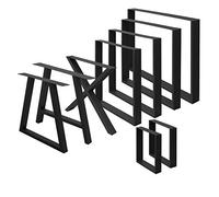 ECD Germany Set 2 Gambe per Tavolo in Acciaio Nero Struttura Telaio per Panca 30 x 43 cm Design Stile Industriale Piedi Tavolino da Salotto Base Cornice Quadrato Guide in Metallo per Panchine