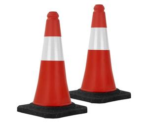 ECD Germany Set 2X Coni Stradali Segnaletici per Il Traffico da 51 cm Rosso e Bianco Coni con Strisce Bianche Riflettenti Piloni con Base Pesante di Avvertimento Cono di Marcatura di Segnalazione
