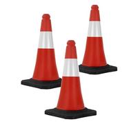 ECD Germany Set 3X Coni Stradali Segnaletici per Il Traffico da 51 cm Rosso e Bianco Coni con Strisce Bianche Riflettenti Piloni con Base Pesante di Avvertimento Cono di Marcatura di Segnalazione