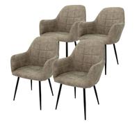 ECD Germany Set 4X Sedie da Pranzo Oliva Imbottite con Schienale e Braccioli Stile Retro Vintage Gambe in Metallo Sedie per Sala da Salotto Cucina Poltrona da Soggiorno o Ufficio