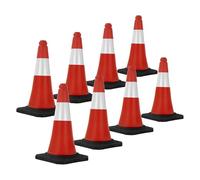 ECD Germany Set 8X Coni Stradali Segnaletici per Il Traffico da 51 cm Rosso e Bianco Coni con Strisce Bianche Riflettenti Piloni con Base Pesante di Avvertimento Cono di Marcatura di Segnalazione