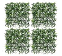ECD Germany Set da 4 Pannelli Piante Artificiali 50x50 cm Pachysandra, Siepe Verde Sintetica Frangivista Parete Vegetale Decorativa Impermeabile Resistente a Raggi UV per Soggiorno Giardino e Terrazzo