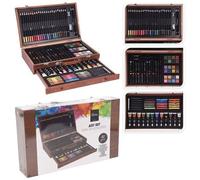 ECD GERMANY - Set Da Pittura Kit Da Disegno Per Artista Valigia Legno 112 Pezzi Adulti Bambini