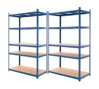 ECD Germany Set di 2 Scaffali in Metallo Verniciato a Polvere con 5 Ripiani Senza Bullone Legno MDF 200x100x60 cm Caricabile Fino a 875 kg Scaffale per Garage Cornice Galvanizata Scaffalatura Officina