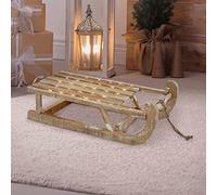 ECD Germany Slitta Decorativa di Natale in Legno Marrone 50,5 x 13,5 x 23,5 cm con Illuminazione Luci a LED Bianco Caldo Decorazione Natalizia per Interni Arredo Casa Ornamento Feste Regalo