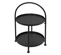 ECD Germany Tavolino Rotondo Ø33x45cm Nero in Metallo Pieghevole Industriale Tavolo a 2 Livelli Tavolino da Divano con Vassoi Estraibili Tavolini Bassi per Soggiorno Salotto Tavoli da Caffè