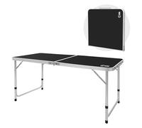 ECD Germany Tavolo da Campeggio Pieghevole in Alluminio Nero Altezza Regolabile 120x60x54-70 cm Piano in HDPE Tavolino Portatile Leggero con Maniglia da Giardino Tavolo da Valigia da Viaggio Balcone