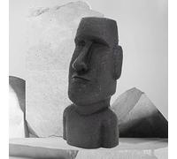ECD Germany Testa Moai Rapa Nui Figura Alta 53,5 cm Resina Sintetica Poliresina Fusa Resistente alle Intemperie Antracite Statua dell'Isola di Pasqua Decorazione Casa Giardino Scultura Interno/Esterno