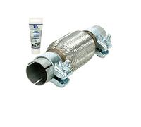ECD Germany Tubo Flessibile di Scarico Marmitta 45 x 150 mm Flex in Acciaio Inox Universale Impianto Gas Scarico Morsetto Saldatura Riparazione con 2 Morsetti pinze + Pasta di Montaggio per Auto