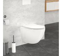 ECD Germany WC Sospeso a Muro Bianco Lucido con Rivestimento Nano Corto 49 cm senza Bordo Toilette con Sedile in Duroplast Rimovibile Coprivaso Soft Close Copriwater Chiusura Rallentata Vaso a Parete