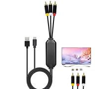 ECDREAM Cavo Adattatore da USB C a RCA, 1,8 m, Con USB A per Ricarica, da Tipo C Maschio a 3 RCA Maschio per TV