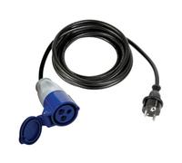 Perel Cavo adattatore, H07RN-F 3G12.5, 0,4 m, 16 A/230 V, 3680 W, tipo E/F secondo CEE, per uso interno ed esterno, gomma, blu