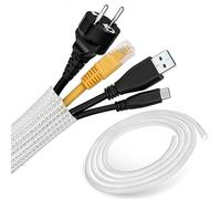 ECENCE 3 Metri Guaina Cavi - chiusura automatica (13-20mm) - Nascondi Cavi Bianco - Canalina Passacavi Tagliabile per PC, Scrivania, Ufficio - cable management