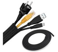 ECENCE 3 Metri Guaina Cavi - chiusura automatica (13-20mm) - Nascondi Cavi Nero - Canalina Passacavi Tagliabile per PC, Scrivania, Ufficio - cable management