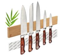 ECENCE Barra Magnetica Portacoltelli in Bambù Autoadesiva 40cm | Bambù naturale Autoadesiva Magnete potente Montaggio a parete