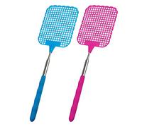 ECENCE Scacciamosche telescopici estensibili - Set da 2 - Acchiappamosche manuali robusti, lunghezza regolabile da 26 a 72 cm - Colore blu e rosa
