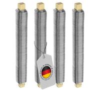 ECENCE Set da 4 Filo di Ferro Zincato, 35m x 0,65mm - Filo Modellabile - Bobina Legno - Colore: Argento