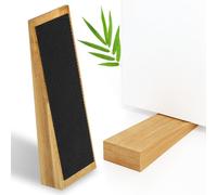 ECENCE Set di 2 Fermaporta da Pavimento in Bambù Antiscivolo con Gomma, Blocca Porta per tutte le porte, Cunei in Bambù per porte interne e d'ingresso