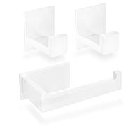 ECENCE Set Porta Asciugamani Adesivi Bianco