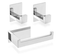 ECENCE Set Porta Asciugamani Adesivi cromo