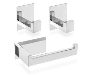 ECENCE Set Porta Asciugamani Adesivi cromo