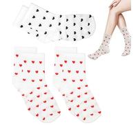 EceoThsy 3 coppie di calzini a forma di cuore bianco con cuore nero e cuore rosso | taglie uniche 36-43 | regali divertenti per voi | Calzini confortevoli e originali per qualsiasi occasione