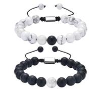 Ecesha Best Friend 2 pezzi/set 8 mm perline pietra naturale Howlite agata nera opaca coppia braccialetti stringa per donne uomini amanti regalo per San Valentino