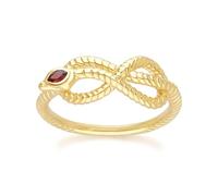 ECFEW Anello a serpente con granato in argento sterling placcato oro, Gemma, Granato
