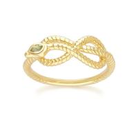 ECFEW - Anello a serpente con peridoto, in argento sterling placcato oro, Gemma, Peridoto