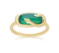 ECFEW - Anello in argento sterling placcato oro con calcedonio, Gemma, Calcedonio
