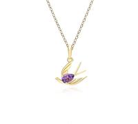 ECFEW - Collana con ciondolo a forma di colibrì con ametista, in argento sterling placcato oro