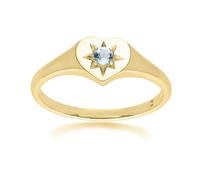 ECFEW™ 'Il Liberatore' Anello Cuore In Topazio Blu In Oro Giallo 9 Carati