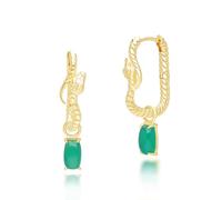 Ecfew ™ Calcedonio Serpente Orecchini a Cerchio Pendenti IN Oro Placcato Argento