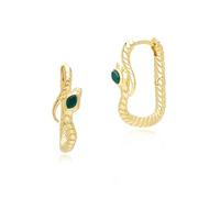 ECFEW - Orecchini a cerchio con calcedonio in argento sterling placcato oro