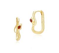 ECFEW Orecchini a cerchio con corniola in argento sterling placcato oro