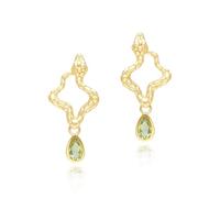 ECFEW Orecchini pendenti a forma di serpente con peridoto, in argento sterling placcato oro