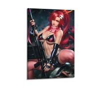 ECGDFWAZ Poster su tela, motivo: Tengen Toppa Gurren-Lagann Littner Yoko, decorazione artistica da parete per soggiorno e camera da letto, 60 x 90 cm, con cornice