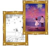 ECGER Decorazione Murale per San Valentino - Quadro 3D a Immagine Mutante, l‘Amore dalla Quieta Invernale al Rinnovamento Primaverile | Per Feste e Atmosfera in Casa