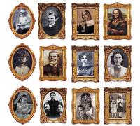 ECGER Decorazioni Halloween Interno, Decor Spaventose Mansion - Quadri 3D con Volto Cambia, Ritratti Vintage Cornice Oro, Decorazioni Case Castelli Mansion Party Horror (Cornice Integrata, Non Reale)