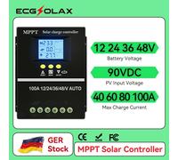 ECGSOLAX 100A 80A 60A 40A MPPT Regolatore di carica solare 12V 24V 36V 48V Regolatore di carica automatico della batteria solare fotovoltaica con doppio USB
