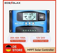 ECGSOLAX 30A 40A 100A MPPT Regolatore di carica solare 12V 24V Regolatore solare automatico con LCD Max PV 50VDC Regolatore di carica solare