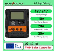 ECGSOLAX Regolatore di carica solare 12V 24V Regolatore di carica per pannello solare Batteria al piombo 10A 20A 30A Doppia uscita USB 5V 2.5A