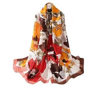 Écharpe en soie Femmes Châle Silk Scarf Women Shawl Leaf Scarf Stain Neckerchief Head Wrap Thin Scarf Ladies Beach Scarf Vintage Bridal Shawl Chiffon Scarf Muslim Cloth (Black)