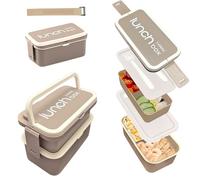 Echehi 1400ml Portapranzo, set di Stoviglie Impilabili a 2 Livelli, Contenitore per il Contenitori Porta Pranzo di Perdite per Cene Fuori, Lavoro, Picnic. Grigio