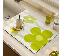 Echehi 2 pezzi Tappetino Assorbente Cucina, 40 x 30 cm Tappetino Scolapiatti Assorbente per il Bancone Della Cucina, Macchina per il Caffè. Fiori