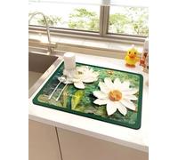 Echehi 2 pezzi Tappetino Assorbente Cucina, 40 x 30 cm Tappetino Scolapiatti Assorbente per il Bancone Della Cucina, Bagno, Macchina per il Caffè. Lotus