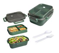 Echehi Porta Pranzo con Scomparti, Portapranzo Integrato a 2 Strati, Schiscetta Pranzo a Tenuta Stagna con Posate per Lavoro, Scuola, Picnic